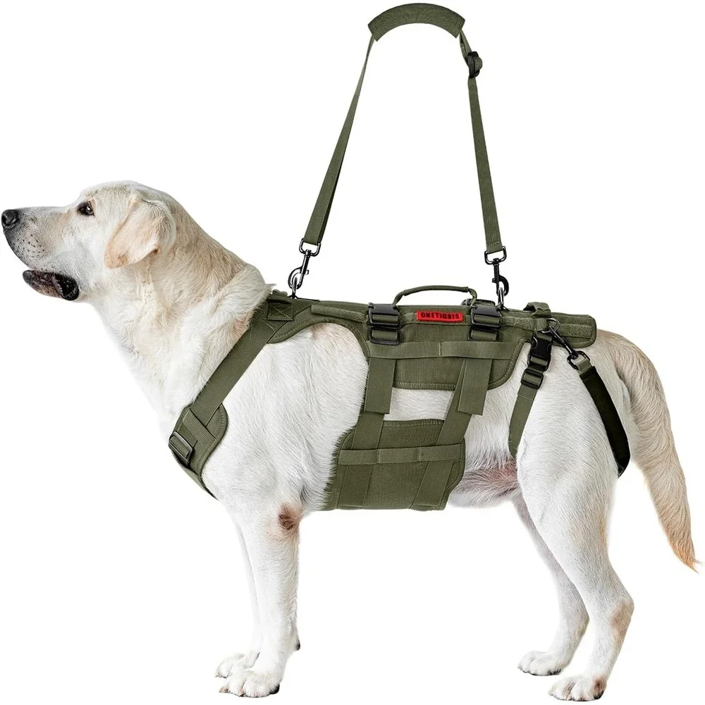 OneTigris Invictus Dog Lift Harness Hip Support Brace Full Body Handle Green Med